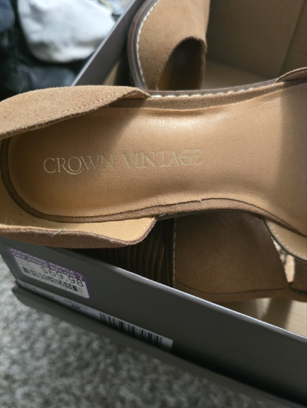 Crown Vintage Tan Suede Doriss Block Heel Sandals - Picture 2 of 6